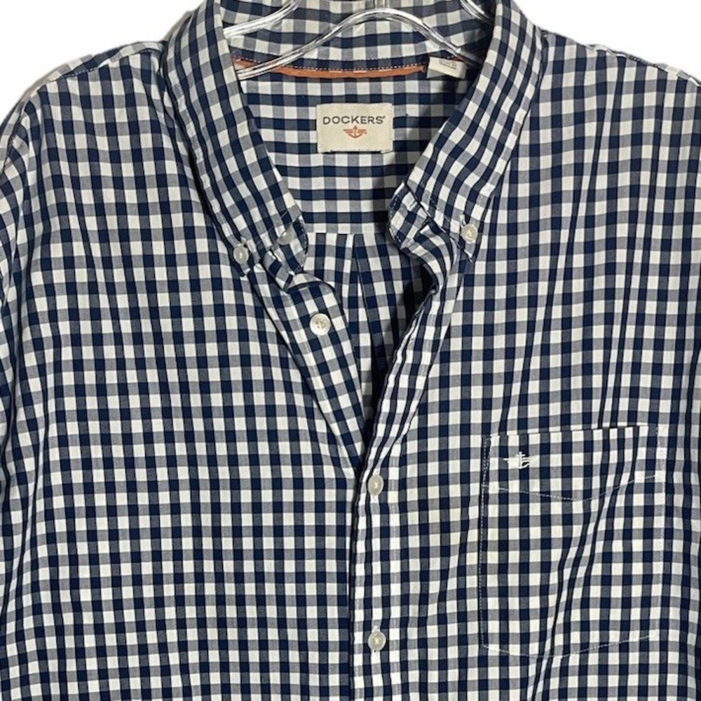 Dockers Mens Gingham Check Long Sleeve Button Down‎ Shirt XL